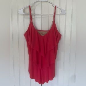 Magicsuit Solid Tankini Top Pink Size 14